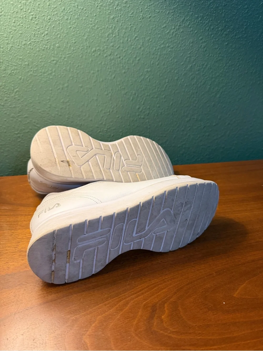 Women’s White Platform Fila Sneakers W9.5